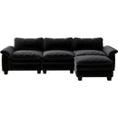 Living Room Furniture Luxury Sectional Sofa Couch with Ottoman Soft Velvet Upholstered Sofa Black