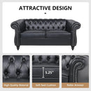 3 Piece Living Room Set Sectional Chesterfield Sofa Chair Artificial Leather Black
