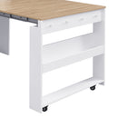TOPMAX Compact 33.5x15.7x69inch Buffet with Hutch and Foldable Dining Table, Multifunctional Cupboard with Storage Shelf and Side Hooks for Small Places,Studio, Apartment, Natural