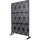 Outdoor & Indoor Privacy Screen Metal Privacy Screen 76' H×48' W, Freestanding Decorative Privacy Screen for Deck Balcony Patio, Black Steel