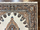 Square Persian Kirman Rug 4x4, Semi Open Field, Handmade
