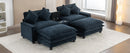 Contemporary Chenille Upholstered Sectional Sofa with Ottomans, USB Ports, Cup Holders & Storage, Blue