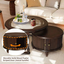 Modern Nesting Coffee Table Set with Matching Glass Side Table – Elegant Rubberwood Frame and Functional Storage