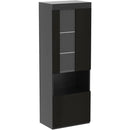 Two Piece 71 Inch Tall Bookcase Storage Cabinet With Glass Doors Set Of Two For Living Room And Office