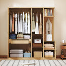 4-Door Wardrobe with Shelves, Drawers, and Full-Length Mirror, Natural