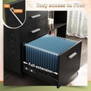Three Drawer Wood File Cabinet With Lock Black Finish
