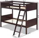 Twin Over Twin Bunk Bed Espresso With Safety Rails