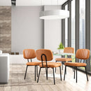 Mid Century Dining Chairs 6 Upholstered Brown Faux Leather