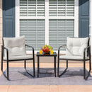 Patio Set 3 Piece White Wicker Rocking With Coffee Table