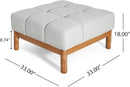 Square White Upholstered Ottoman Featuring Dense Foam