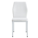 Luxury Simple Chair Set of 4 White PU Material High Resilience Dining Chair with Metal Silver Leg