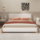 Elegant Boucle Upholstered Bed, A Luxurious and Comfortable Bedroom Centerpiece, King Size, White