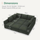 Emerald Green Modular Sleeper Sofa With Hidden Storage Compartment