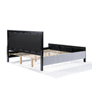 King Size Upholstered Bed with Fluffy Soft Headboard,Grey+Black Frame