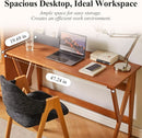 Natural Oak Industrial Style Solid Wood 47 Inch Wide Desk