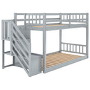 Norset - Twin Over Twin Floor Bunk Bed, Ladder With Storage