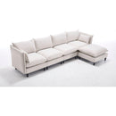 Modular Sectional Sofa,  L Shaped Couch Set for Living Room, 4-Seater Comfy Cloud Couches with Movable Ottoman Beige