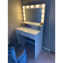 Vanity Desk with Mirror and Lights, Dressing Table with Large Drawer, 2 Level Storage Dresser & 3 Lighting Modes Adjustable Brightness, Suitable for Bedroom(White)
