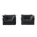 Set of 2 Slipcovered Armchairs,Deep Seat Accent Chair Set for Living Room, Reading Room, Bedroom and Working Spaces,Armchair Sets with Large Soft Pillows,Gray Corduroy Fabric