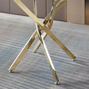Contemporary Round Clear Dining Tempered Glass Table with Gold Finish Stainless Steel Legs