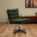 Green Teddy Fabric 360° Swivel Accent Chair, Cross Legged Office Chair, Adjustable Armless Wide Home Lounge Chair for Bedroom, Living Room-1PC