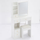 29.2' Small Size Left Drawer Desktop Vanity Table + Cushioned Stool, Extra Large Right sliding mirror, Multi Layer High Capacity Storage, Practical Fashionable Dresser, Suitable For Small Space