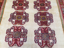 Vintage Persian Gabbeh Rug, Dark Red & Cream, Hand-Knotted, 5' x 6' 4"