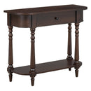 TREXM Narrow Console Table with Curved Corner, Retro Entryway Table with Top Drawer and Open Shelf, Sofa Table Console Tables for Entryway, Hallway and Living Room (Espresso)
