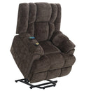 Pacay - Power Recliner With Lift & Heating & Massage - Brown Chenille