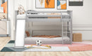 Twin over Twin Bunk Bed with Convertible Slide and Ladder, Gray(Old SKU: SM000213)
