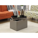 Gray Storage Ottoman With Reversible Tray Top Modern Design