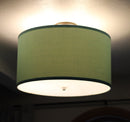 Moderne Flush Mount Conversion Kit 18"w Island Paradise Blue Shallow Drum Lampshade
