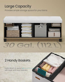Cloud White Leatherette Storage Ottoman Bench 15x43