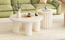 U-Can Modern Coffee Table Set of 2, Round Coffee Table with Cylindrical Leg Design and 1 End Table for Living Room
