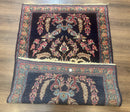 Antique Persian Kerman Rug 2.8 x 4, Navy Blue, Floral
