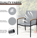Three Piece Patio Bistro Set With Textilene Fabric Chairs And Table Grey Outdoor Furniture Set