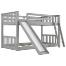 Twin over Twin Bunk Bed with Convertible Slide and Ladder, Gray(Old SKU: SM000213)