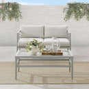 2 Piece Outdoor Coffee Table And Loveseat Set Gray Frame Creme Cushions