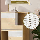 Furniture Style Multi-use Natural Cat Litter Box House with Flip-down Door, MDF & Metal, 31.4' x 15.7'
