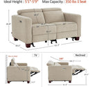 Beige Fabric Wall Hugger Power Loveseat Recliner USB