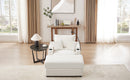 Modern Style Single Sofa with Storage, Movable Ottoman, USB Ports, Cup Holders, Phone Holder, Beige Corduroy, 41.7'