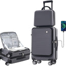 Carry-on Luggage 20 Inch Front Open Luggage Lightweight Suitcase with Front Pocket and USB Port, 1 Portable Carrying Case