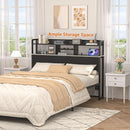 Queen Size Headboard with USB Ports and LED Light