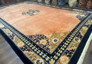 Chinese Wool Rug 11x18, Palace Sized Chinese Carpet, Peking Rug, Peach and Blue, Open Field, Simple Design, Art Deco Rug, Large Handmade Rug
