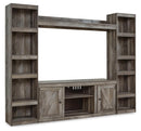 Wynnlow - 4-Piece Entertainment Center With LG TV Stand W/Fireplace Option - Gray