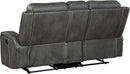 Gray Faux Leather Reclining Loveseat With Manual Recline