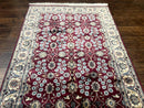 Pak Persian Rug 4x6, Floral Allover, Vintage Wool Carpet, Plum and Ivory