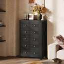 Farmhouse Tall Black Walnutstain Dresser With Drawers