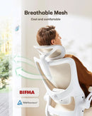 Ergonomic Office Chair White Mesh Back And Adjustable Lumbar