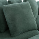Upholstered Sectional Sofa with Movable Ottoman and Storage in Green Chenille, 83 Inch
